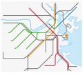 Subway vector map of Boston, Massachusetts, United States