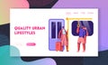 Subway Website Landing Page. People in Metro, Passengers in Underground Using Urban Public Transport, Characters Inside Underpass
