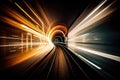 subways speeding through underground tunnel, with lights and reflections casting a hypnotic pattern on the walls Royalty Free Stock Photo