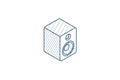 subwoofer speaker isometric icon. 3d line art technical drawing. Editable stroke vector Royalty Free Stock Photo