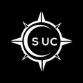 SUC abstract technology logo design on Black background. SUC creative initials letter logo concept