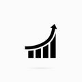 Success as growth line. Growing bars graphic with rising arrow. Growing graph icon in black. Bar chart. Infographic. The concept Royalty Free Stock Photo