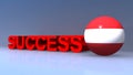 Success with Austria flag on blue