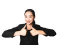 Success business Asian woman in black suit.