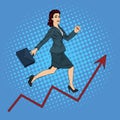 Success in Business. Businesswoman Climbing Up the Career