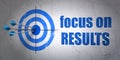 Business concept: target and Focus on RESULTS on wall background Royalty Free Stock Photo