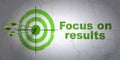 Business concept: target and Focus on RESULTS on wall background Royalty Free Stock Photo