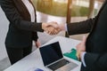Success business people shake hands. Concept of successful business people shaking hands Royalty Free Stock Photo
