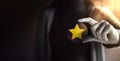 Success in Business or Personal Talent Concept. Young Employee Woman Holding a Star