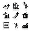 Success in business, self development icons set