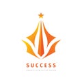 Success business vector logo template concept illustration in flat style. Star with rays and abstract shapes. Award winner cup Royalty Free Stock Photo