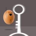 Success businessman egg looking outside against wall with through key Royalty Free Stock Photo