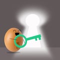 Success businessman egg looking outside against wall with through keyhole Royalty Free Stock Photo