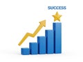 Success chart with star icon isolated on white background Royalty Free Stock Photo