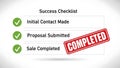 A success checklist with a completed stamp on a white background Royalty Free Stock Photo