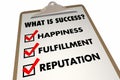 Success Checklist Happiness Fulfillment Words