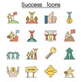 Success color line icon set