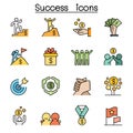 Success color line icon set vector illustration graphic design