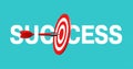 Success concept - bulls eye hit in darts target