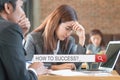 Success concept. How to success with your Boss. feeling unwell suffering from headache