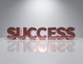 Success Concept: Metallic 3D Text on Reflective Surface Royalty Free Stock Photo