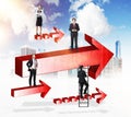 Success concept people climbing arrows Royalty Free Stock Photo