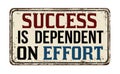 Success is dependent on effort vintage rusty metal sign