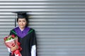 Success in education is the beginning. Graduates at university graduation ceremony Royalty Free Stock Photo