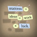 Success Equals Ideas Plus Work Times Luck