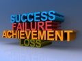 Success, failure, achievement and loss illustration