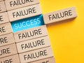 Success and failure alternative options. Reaching to success after many failures or learning from mistakes concept