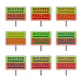 Success failure concept, road sign icon or logo, color set Royalty Free Stock Photo