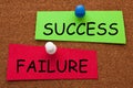 Success Failure Concept on colorful stickers