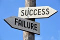 Success and failure - wooden signpost Royalty Free Stock Photo