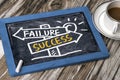 Success or failure signpost hand drawing on blackboard Royalty Free Stock Photo