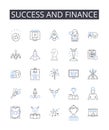 Success and finance line icons collection. Wealth and prosperity, Power and influence, Achievement and earnings, Growth