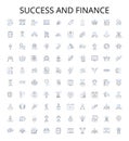 Success and finance outline icons collection. Success, Finance, Profitable, Wealthy, Investing, Gains, Returns vector