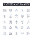 Success and finance line icons collection. Wealth and prosperity, Power and influence, Achievement and earnings, Growth