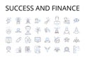 Success and finance line icons collection. Wealth and prosperity, Power and influence, Achievement and earnings, Growth