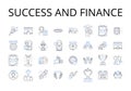 Success and finance line icons collection. Wealth and prosperity, Power and influence, Achievement and earnings, Growth