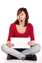 Success girl on a laptop Royalty Free Stock Photo