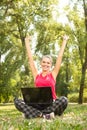 Success girl with laptop