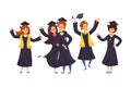 Success, graduation, education concept. Group of happy boys girls students