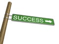 Success Green Road Sign With Arrow on white