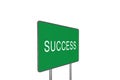 Success Green Road Sign Isolated On White Background. Business Concept 3D Render Royalty Free Stock Photo