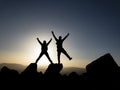 Success and happiness of reaching the summit Royalty Free Stock Photo