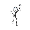 Success. happy man jumping. Winner celebrating. Vector simple victory. happy dance. Stickman no face clipart cartoon. Hand drawn.