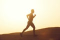 Man runner running in dune at sunset Royalty Free Stock Photo