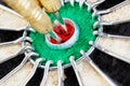 three darts in bull's eye close up. red three darts arrows in the target center business goal concept Royalty Free Stock Photo