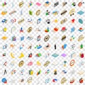 100 success icons set, isometric 3d style Royalty Free Stock Photo